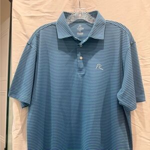 Rhoback Men’s Blue and White Striped Polo Shirt